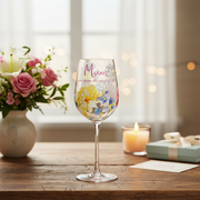 Mother's Floral Wine Glass