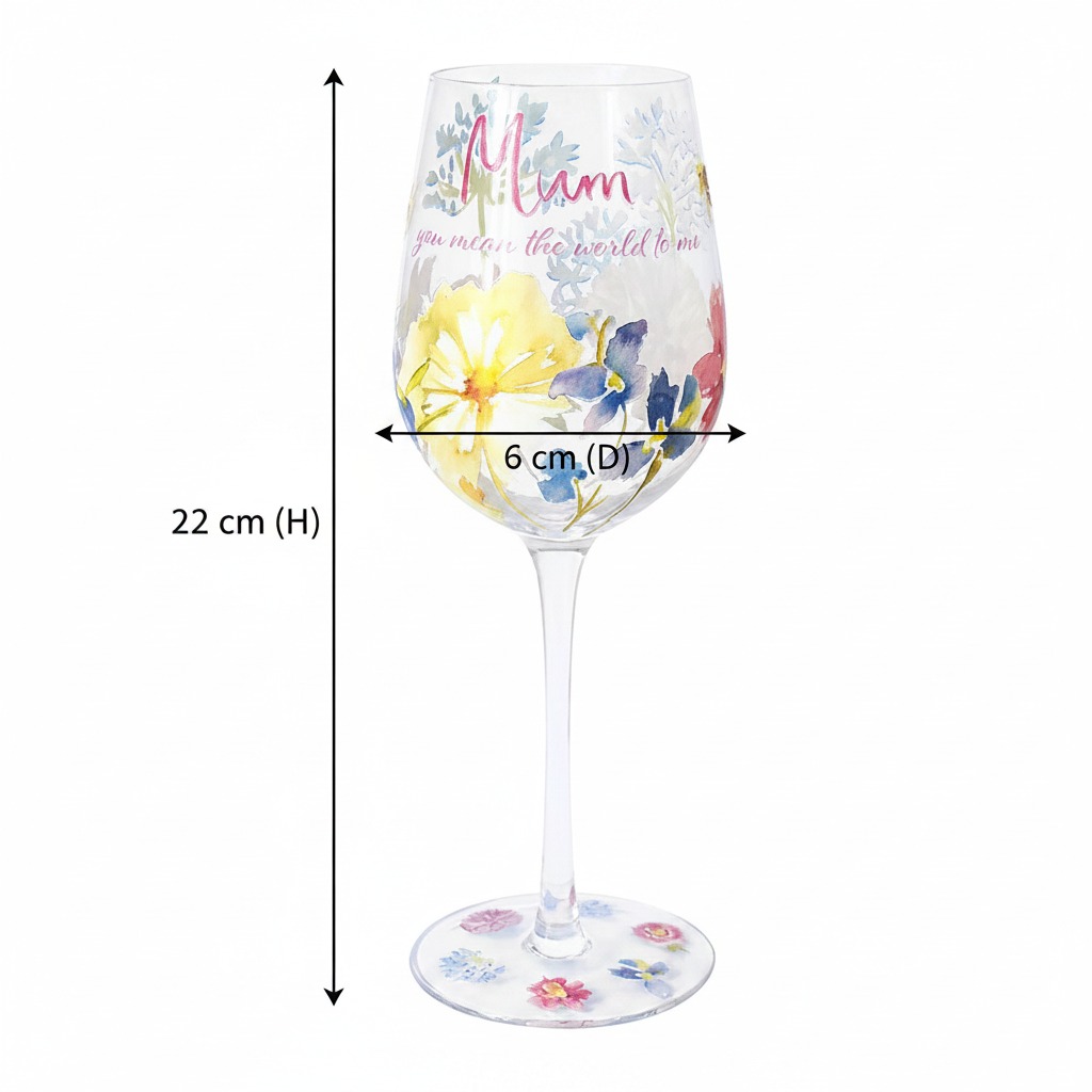 Mother's Floral Wine Glass