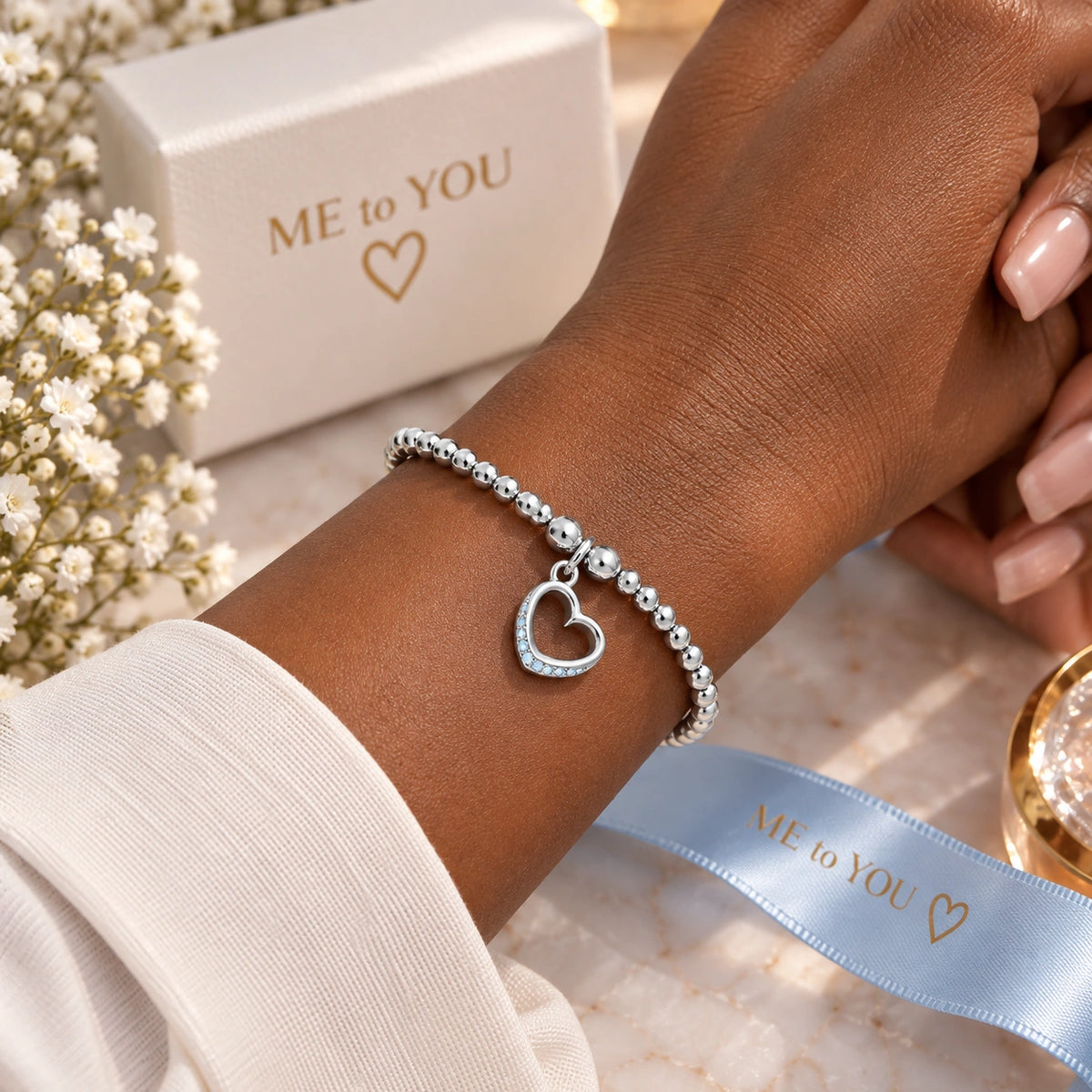 Me to You: It's a Boy bracelet with blue heart charm