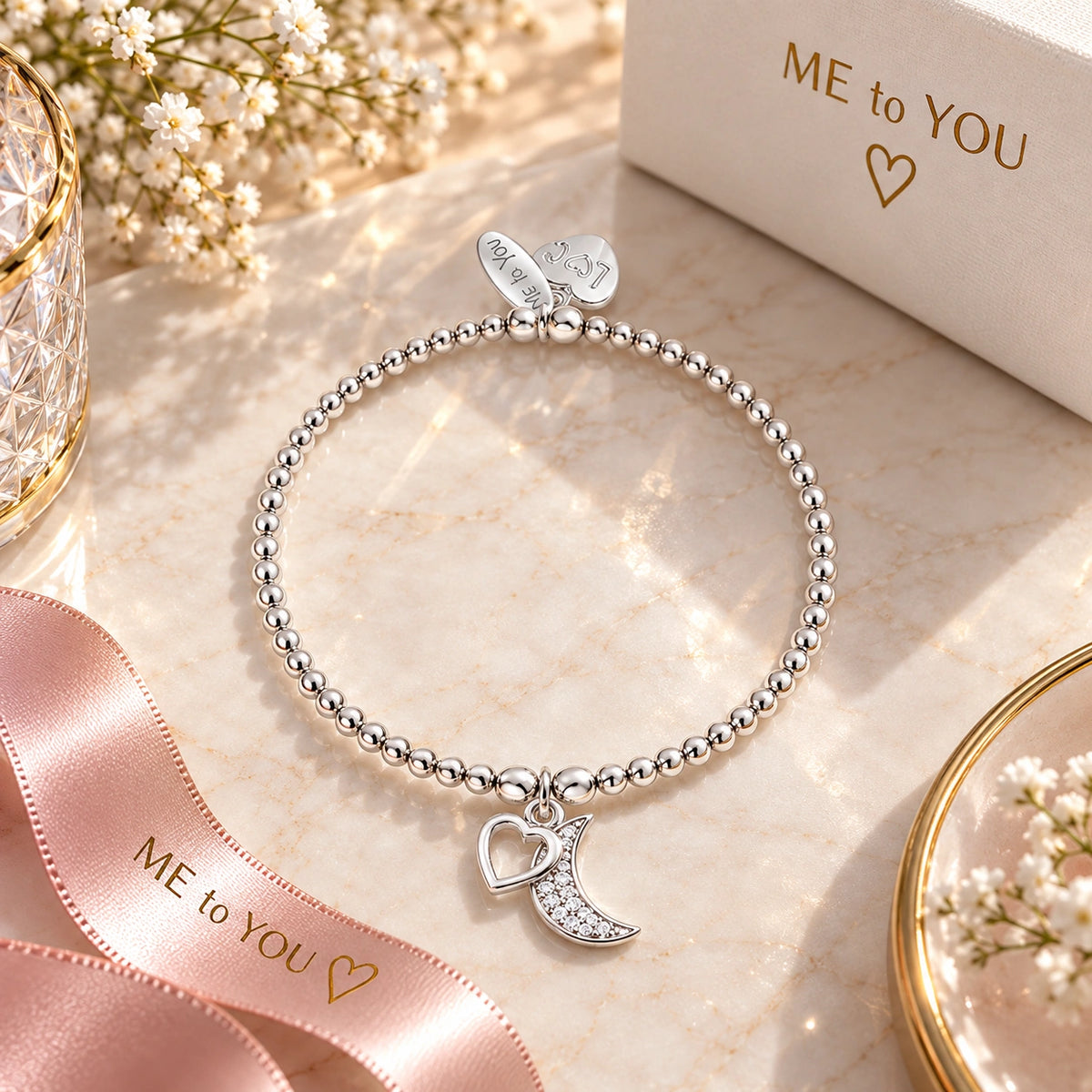 Me to You bracelet with heart and moon charms, Purpink Kenya