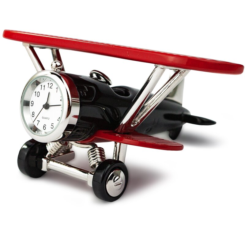 Widdop Miniature Bi Plane Clock - Red & Black
