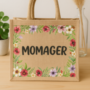 Floral Jute Tote Bag