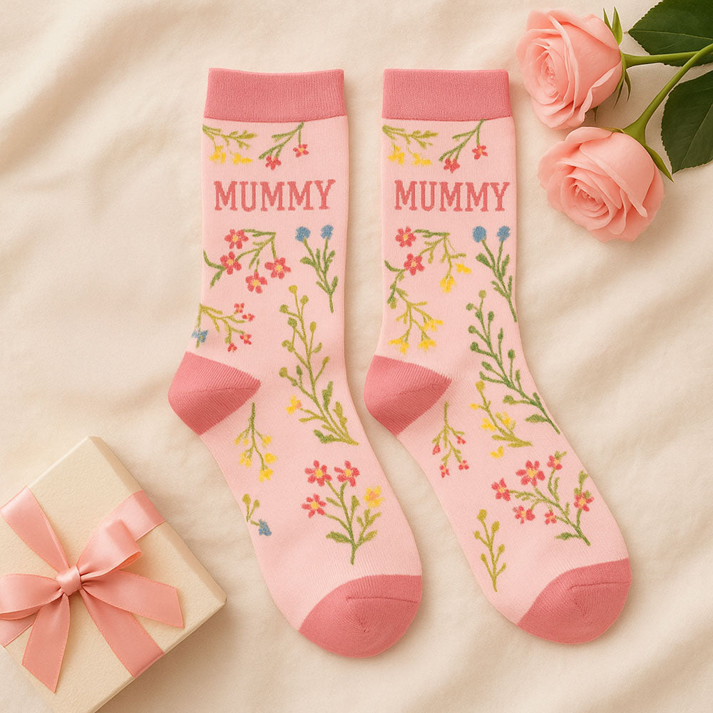 Pink Floral ‘Mummy’ Socks – By The Cottage Garden