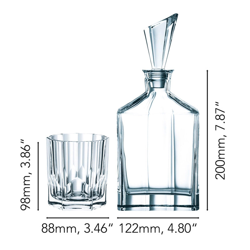 Aspen 3pc Crystal Whisky Decanter & Tumbler Set