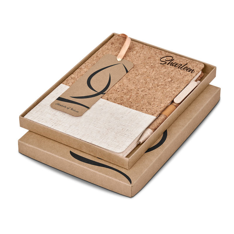 Personalised Okiyo Cardon Cork Notebook & Pen Set
