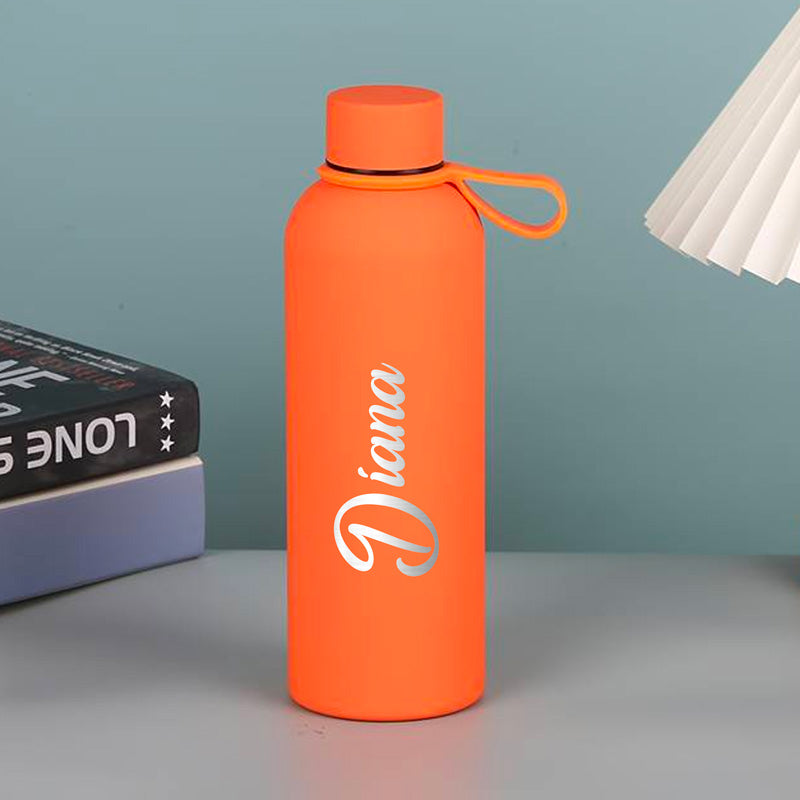 Personalised Soft Touch Orange Water Bottle - 500ml