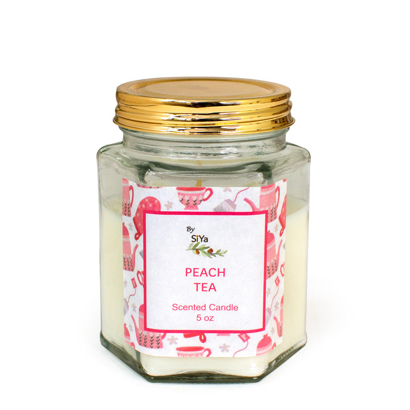 Peach Tea Hexagonal Glass Jar Candle 5 oz