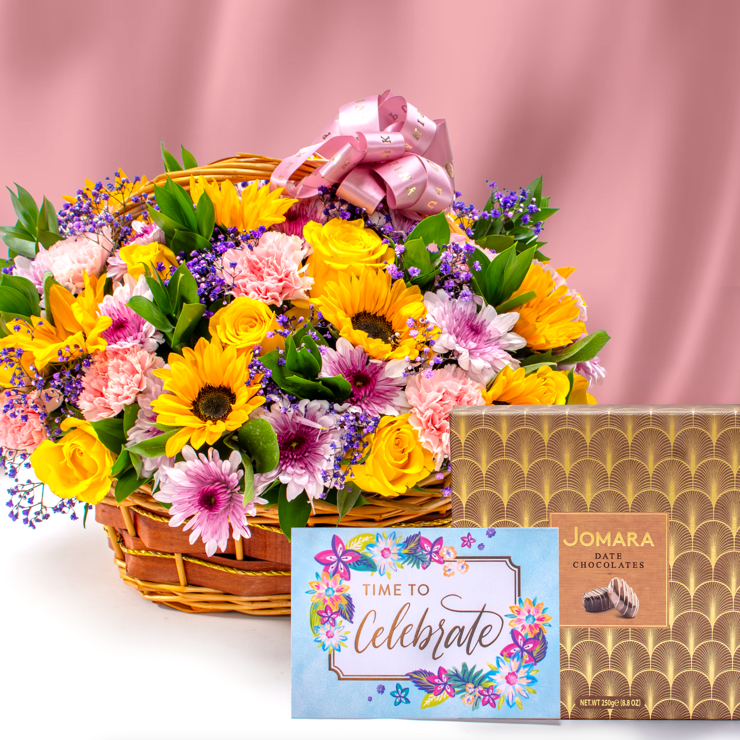 Amber Petal & Dates Flower Basket