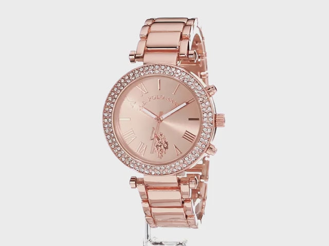 Load video: U.S. Polo Assn. Rose Gold Radiance Women&#39;s Quartz Watch