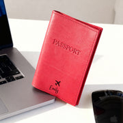 Red Genuine Leather Passport Holder