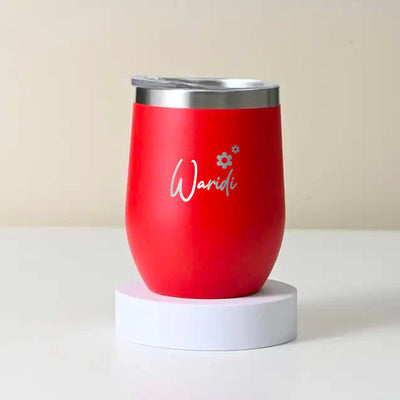 Personalised Red Round Bottomed Champagne Tumbler - Name
