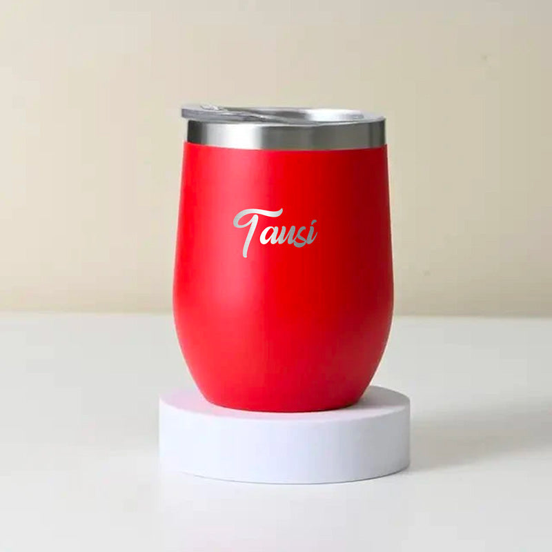 Personalised Red Round Bottomed Champagne Tumbler - Name
