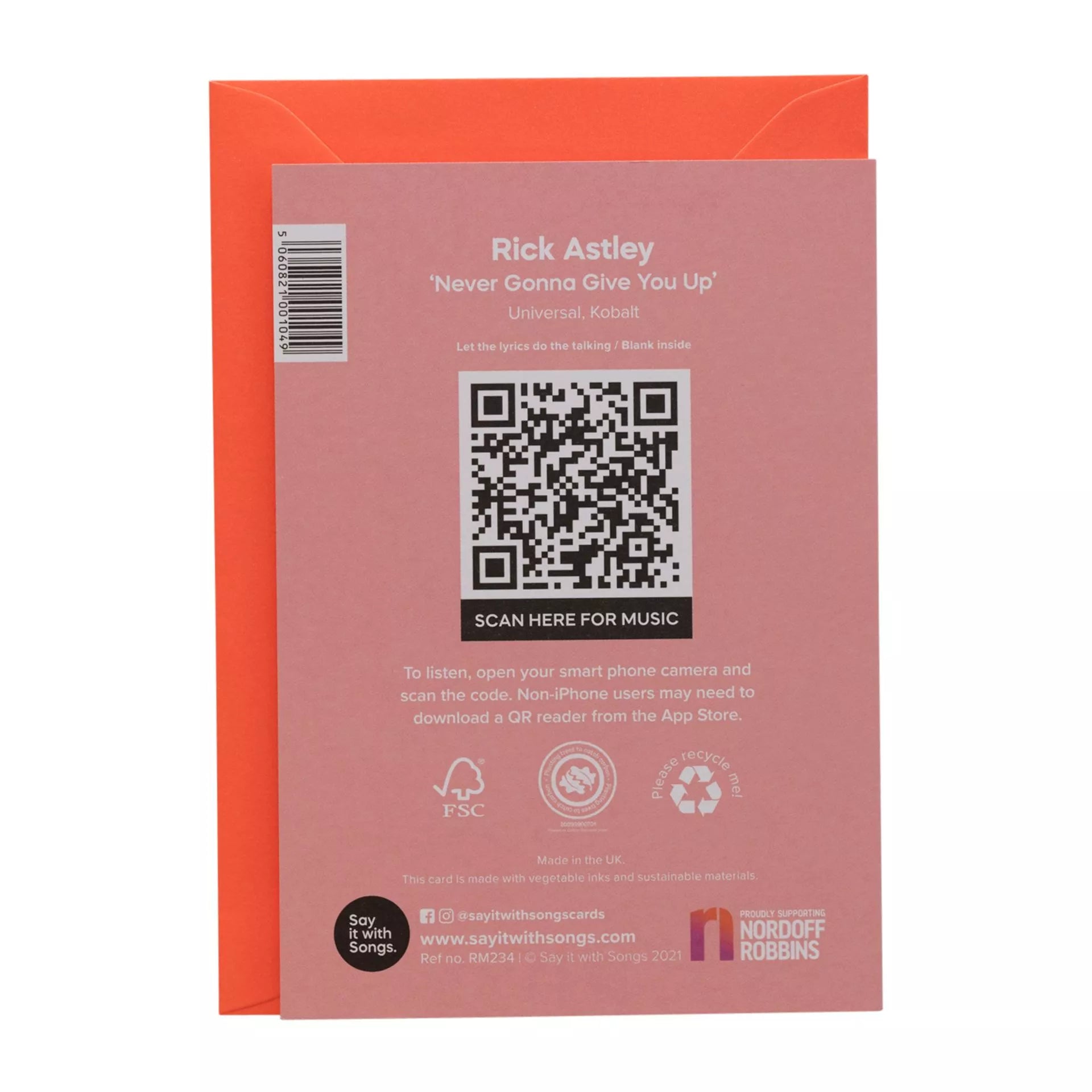 Say It With Songs Greeting Card - Never Gonna Give You Up - Rick Astley
