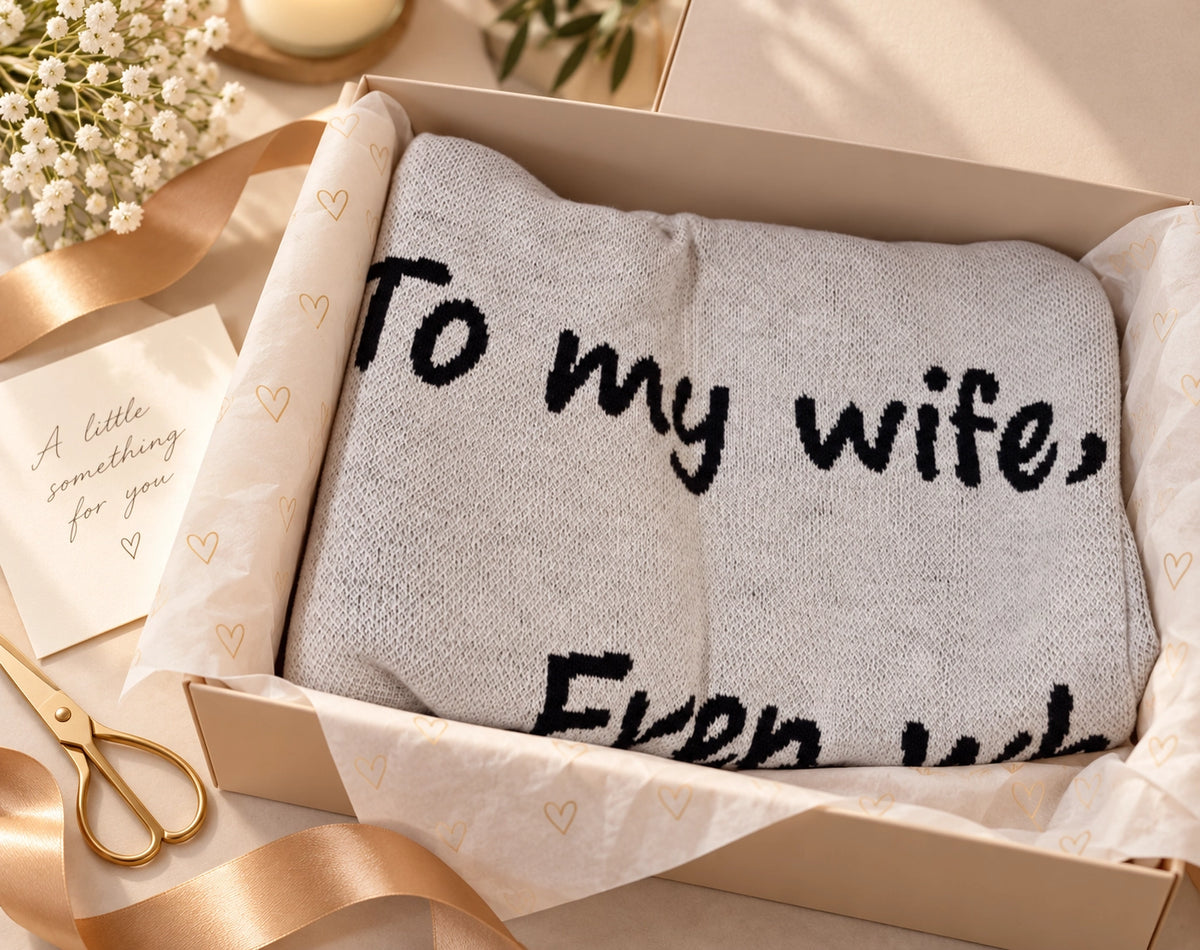 Postal Print Throw Blanket-Wife