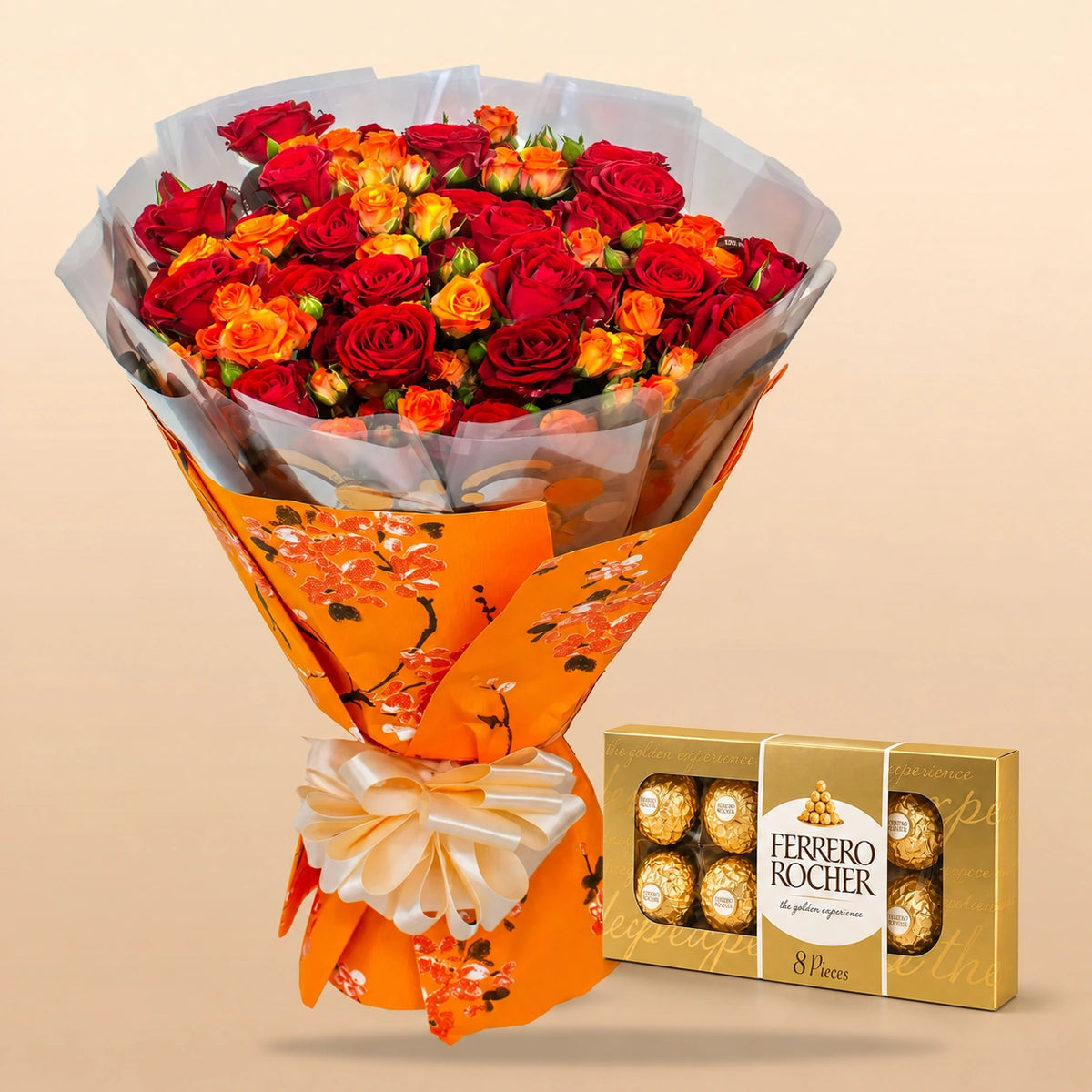 Roses and Ferrero Rocher Gift Arrangement