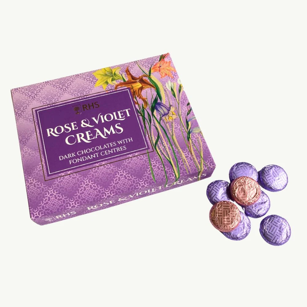 Rose & Violet Dark Chocolate Creams Gift Box – 200 g