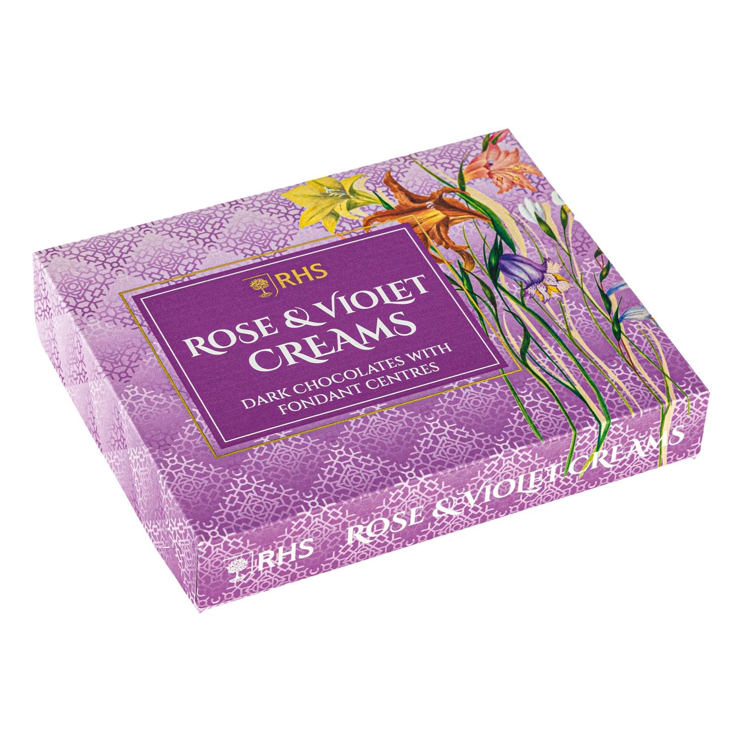 Rose & Violet Dark Chocolate Creams Gift Box – 200 g