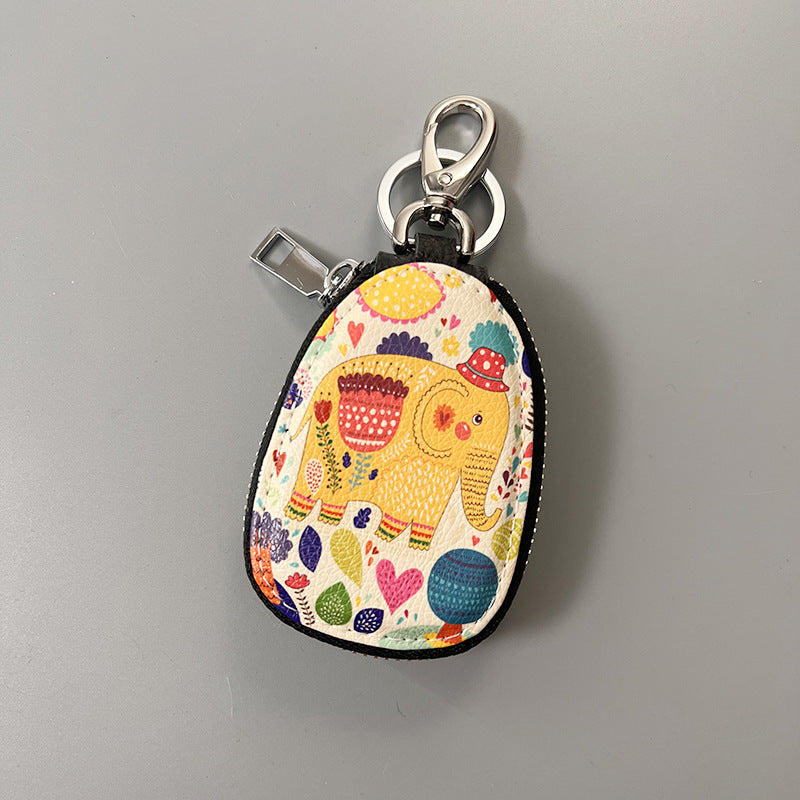 Women’s PU Leather Car Key Case Coin Purse Keychain – 10.5 × 7 × 2 cm Compact Holder