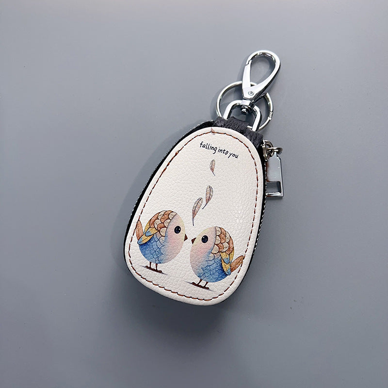Women’s PU Leather Car Key Case Coin Purse Keychain – 10.5 × 7 × 2 cm Compact Holder