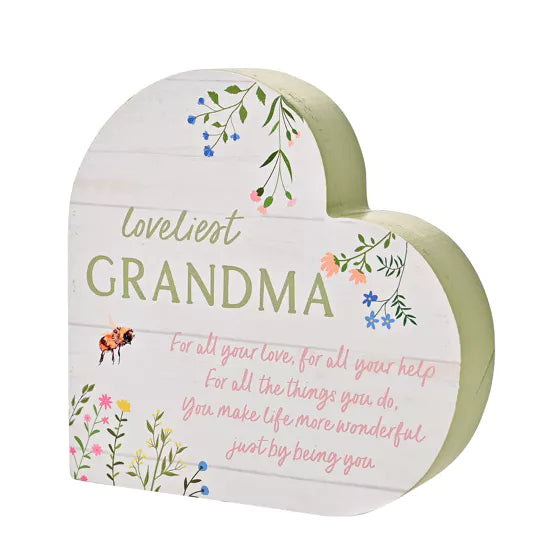 The Cottage Garden Floral Heart Mantel Plaque – ‘Grandma’