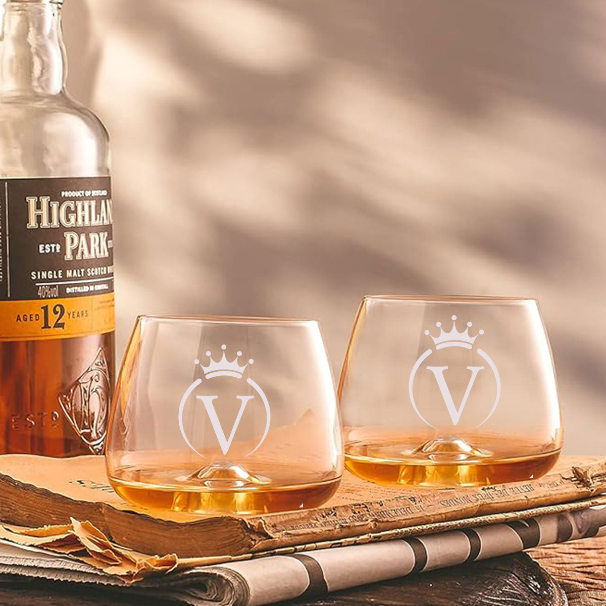 Personalised Crystal Peak Whiskey Glass-set of 2