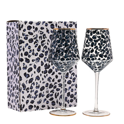 Frida Set of 2 Leopard Print Wine Glass