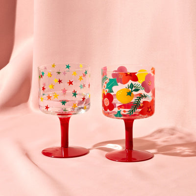 Raspberry Blossom Set of 2 Wine Glasses