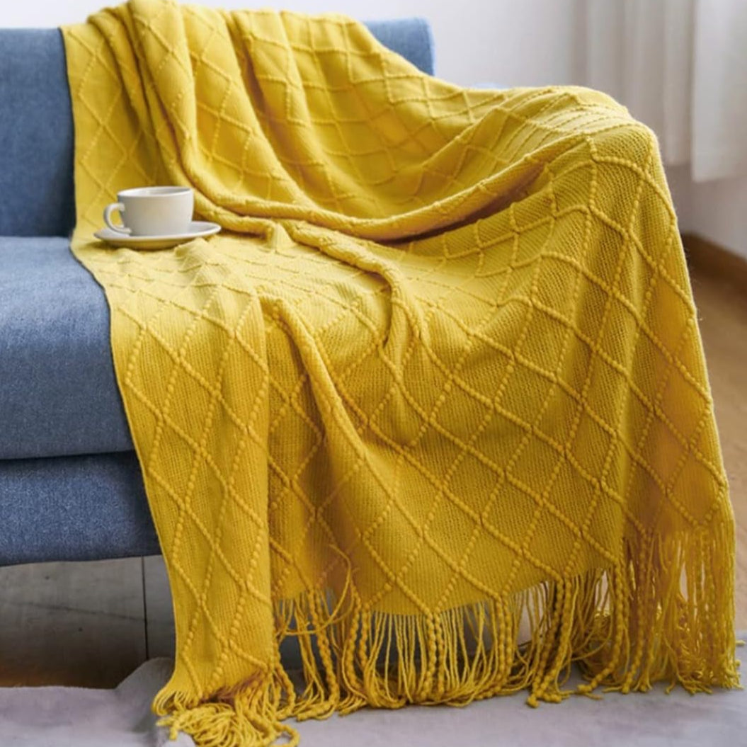 Golden Solace Knit Blanket
