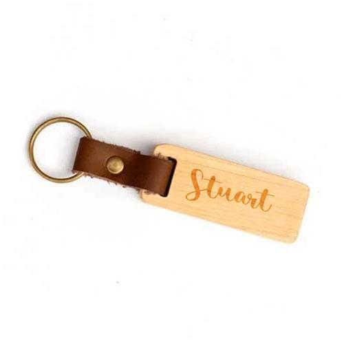 Classy Leather and Wooden Keychain