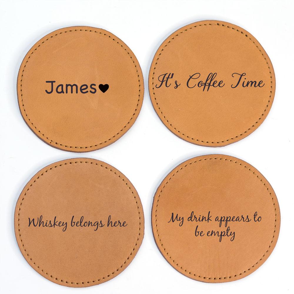 Personalised Genuine Leather Coasters