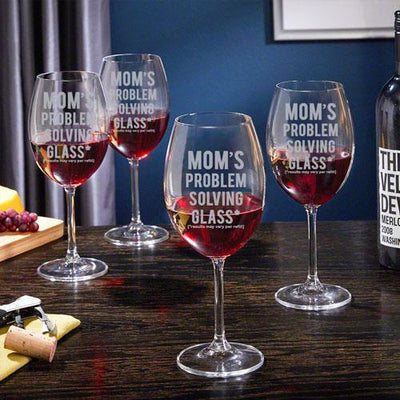 Personalised Set of 4 Giant Wine Glasses - Mom's Glasses