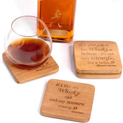 Set of 4 Wooden Coasters- Whisky Quotes