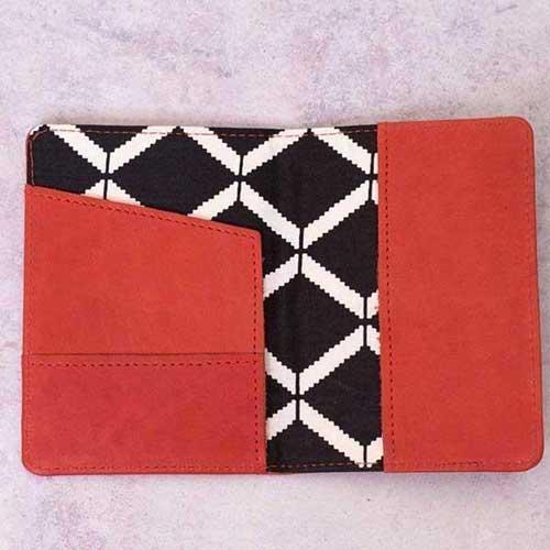 Personalised Patterned Genuine Leather Passport Holder - Red