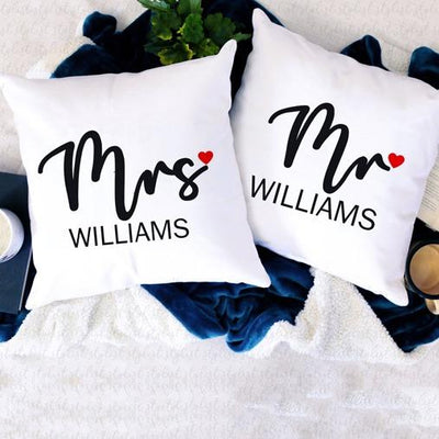 Personalised Mr. & Mrs. Cotton Throw Pillow