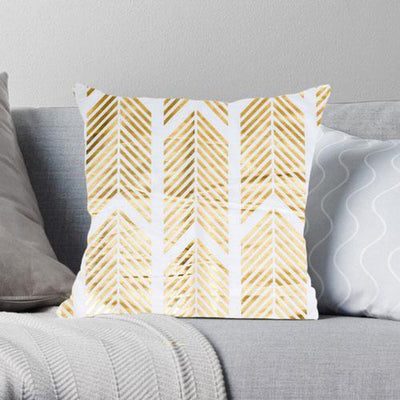 Gold Patterned Cotton Throw Pillow