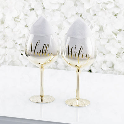 Always & Forever Set of 2 Gold Ombre Gin Glasses Hubby/Wife