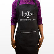 Personalised Black Apron - Cooking with Love