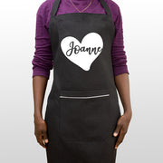 Personalised Black Apron (Heart) - Name