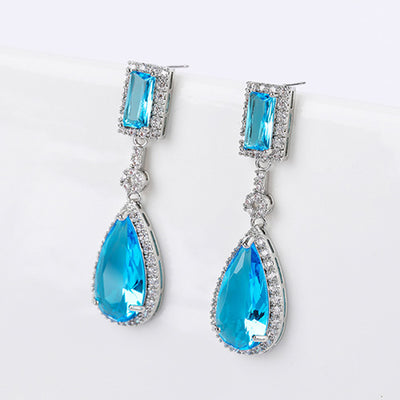 Aquamarine Statement Earrings with Sterling Silver Earpins