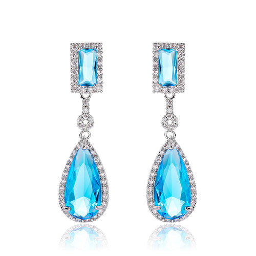 Aquamarine Statement Earrings with Sterling Silver Earpins