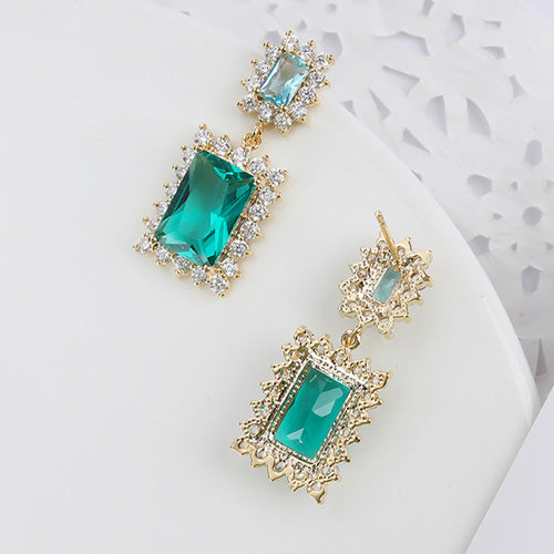 Bedazzled Emerald Earrings with Sterling Silver Earpins