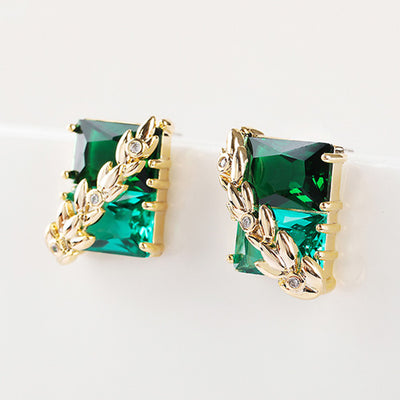 Precious Emerald Earring with Sterling Silver Earpins