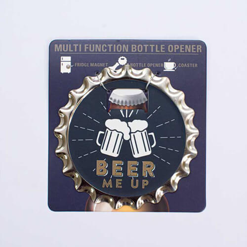 Beer-themed 3-in-1 Multi Function - Bottle  Openers, Coaster and Fridge Magnet