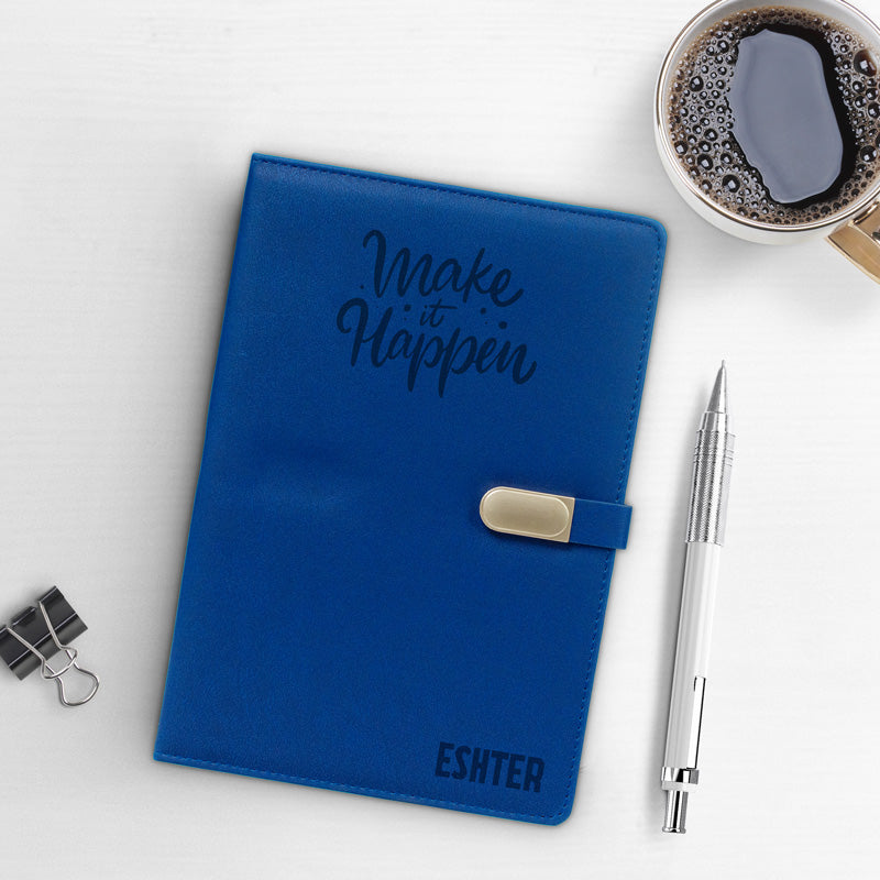 Personalised Leathersque B5 Blue Notebook