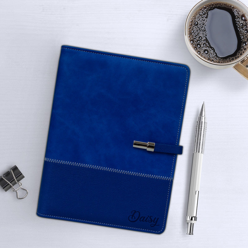 Personalised B5 Blue Leather Notebook