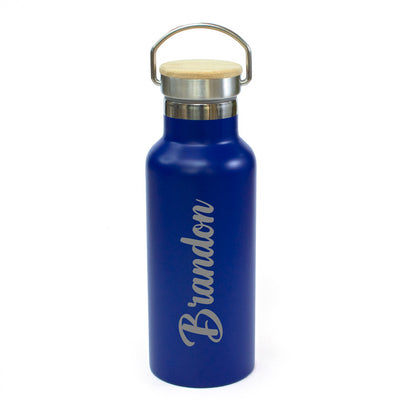 Personalised Vacuum Cannister Bamboo Lid 500ml - Blue