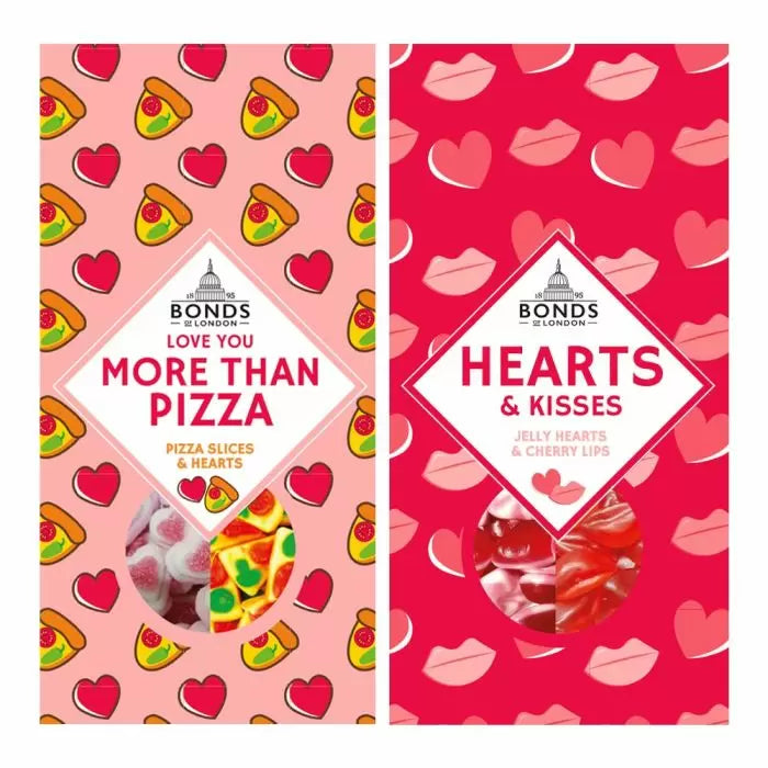 Bonds Hearts & Kisses/I love you more than pizza pun Boxes