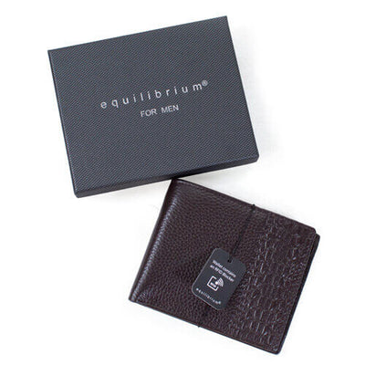 Contrast RFID Leather Wallet Brown