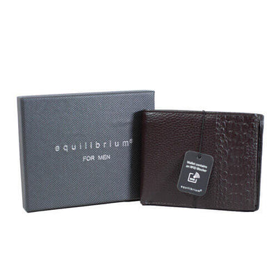 Contrast RFID Leather Wallet Brown