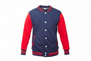 Navy Blue College Jacket With Red Sleeves